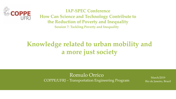 knowledge related to urban mobility and a more just