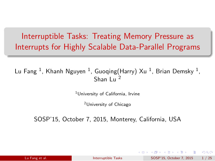 interruptible tasks treating memory pressure as