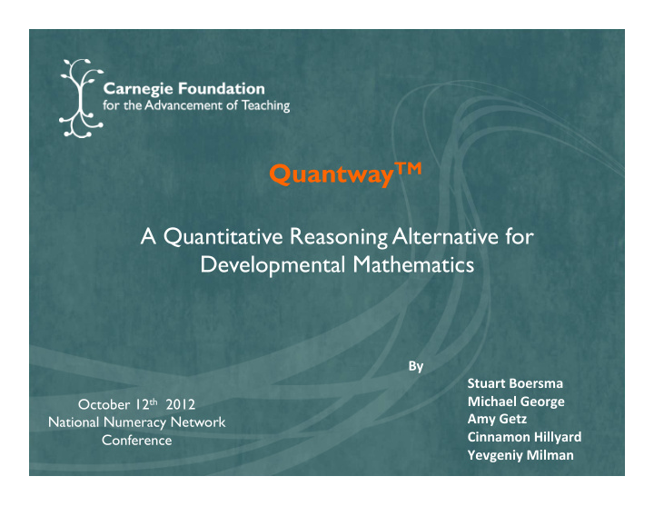 quantway tm a quantitative reasoning alternative for