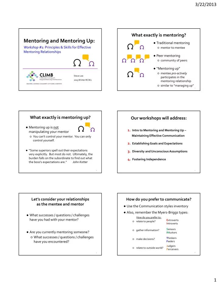 mentoring and mentoring up