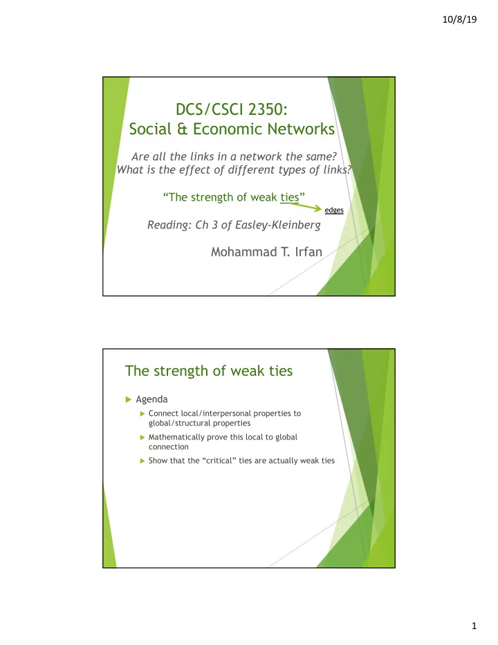 dcs csci 2350 social economic networks