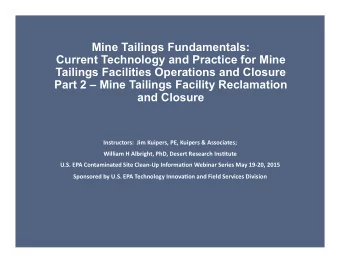 Mine Tailings Fundamentals: Current Technology and Practice for Mine Tailings Facilities Operations
