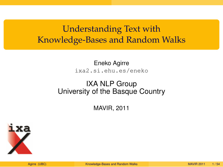 understanding text with knowledge bases and random walks