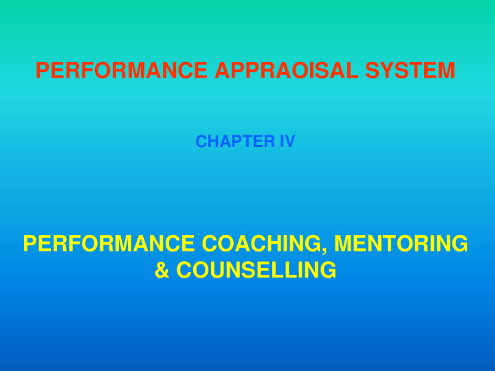 performance appraoisal system