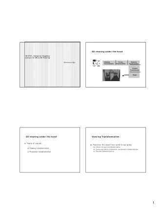 1  View ing Transform ation  Eye Coordinate Fram e  Recall OpenGL way to set cam era: