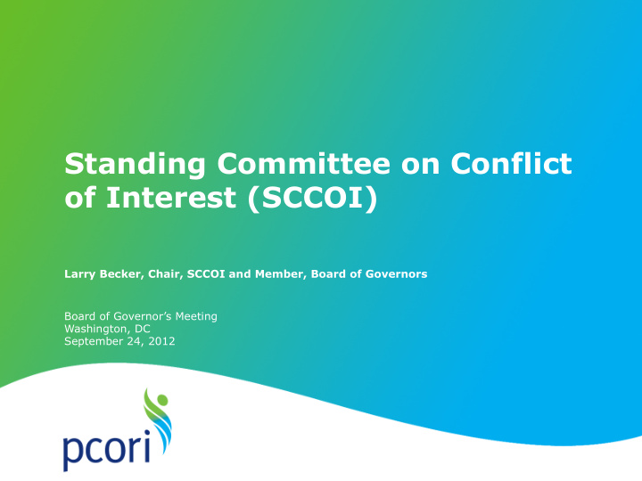 standing committee on conflict of interest sccoi