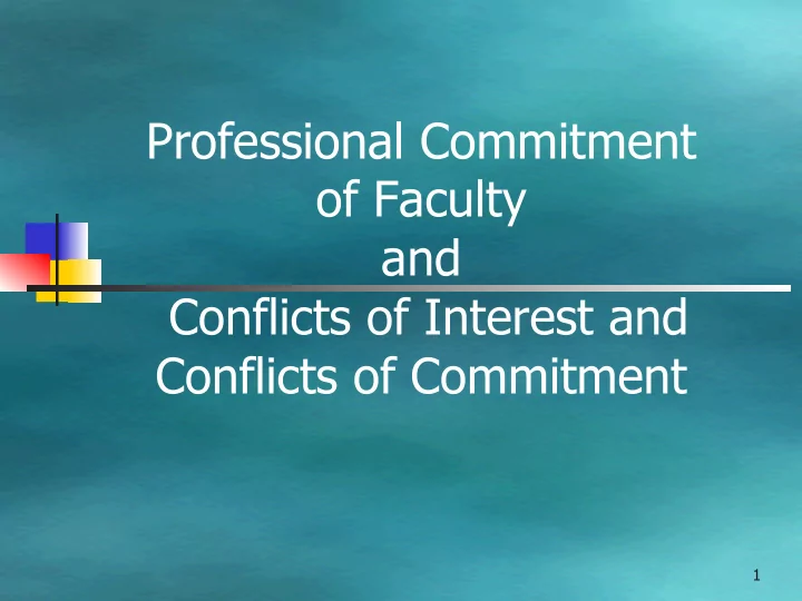 professional commitment of faculty and conflicts of
