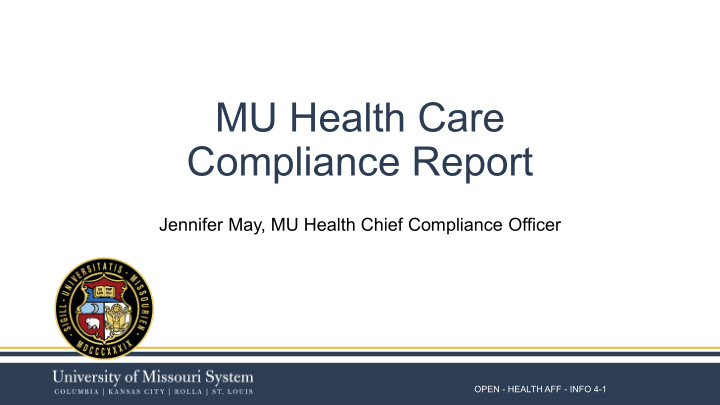 mu health care compliance report