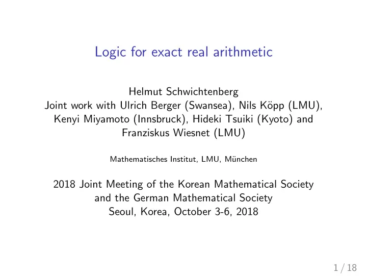 logic for exact real arithmetic