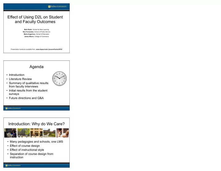 effect of using d2l on student and faculty outcomes