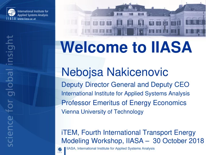 welcome to iiasa