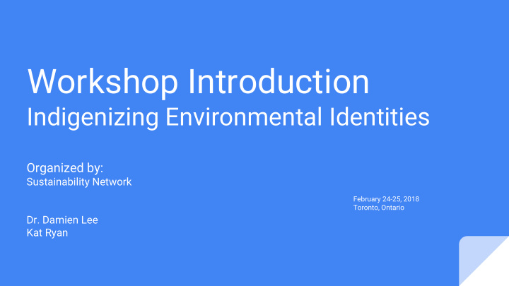 workshop introduction