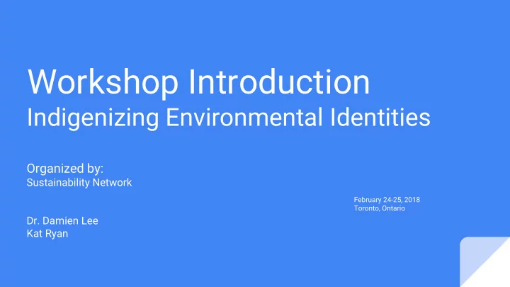 workshop introduction