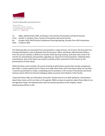 To:  ASMs, Administrative Staff, and Heads in the Faculty of Humanities and Social Sciences  From: