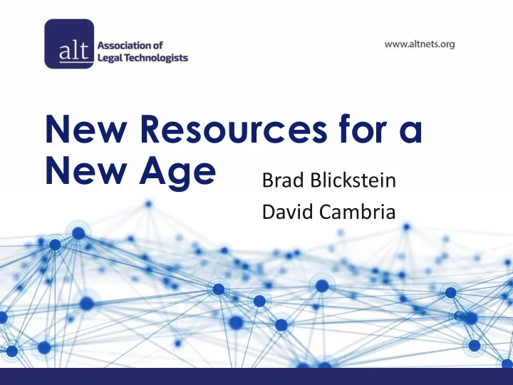 new resources for a
