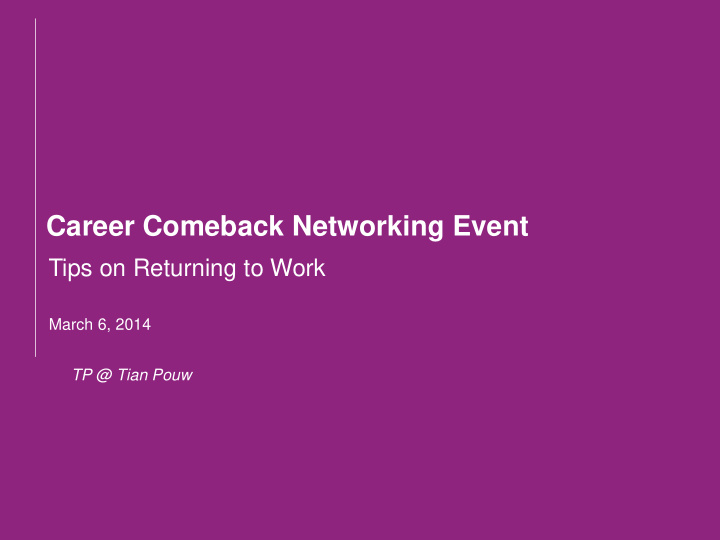 career comeback networking event