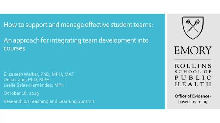 an approach for integrating team development into