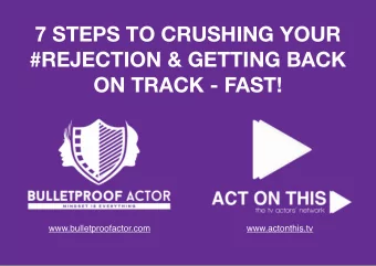 7 STEPS TO CRUSHING YOUR  #REJECTION &amp; GETTING BACK  ON TRACK - FAST!