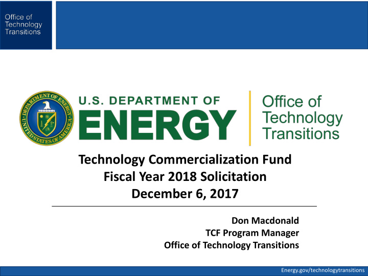 technology commercialization fund fiscal year 2018
