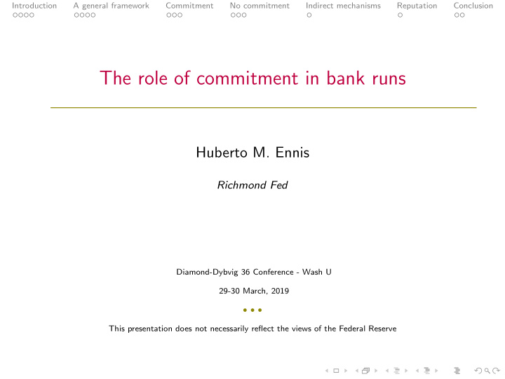 the role of commitment in bank runs