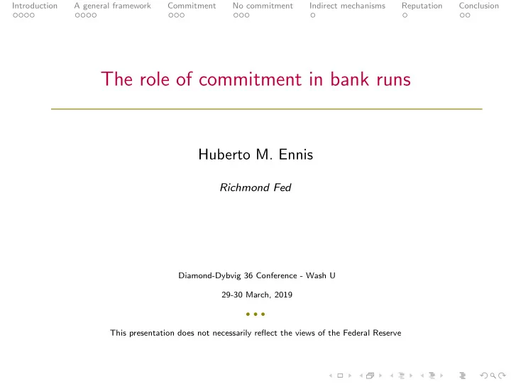 the role of commitment in bank runs