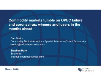 Commodity markets tumble on OPEC failure  and coronavirus: winners and losers in the  months ahead
