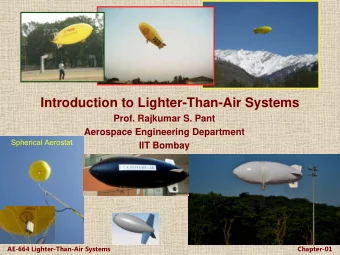 Introduction to Lighter-Than-Air Systems  Prof. Rajkumar S. Pant  Aerospace Engineering Department