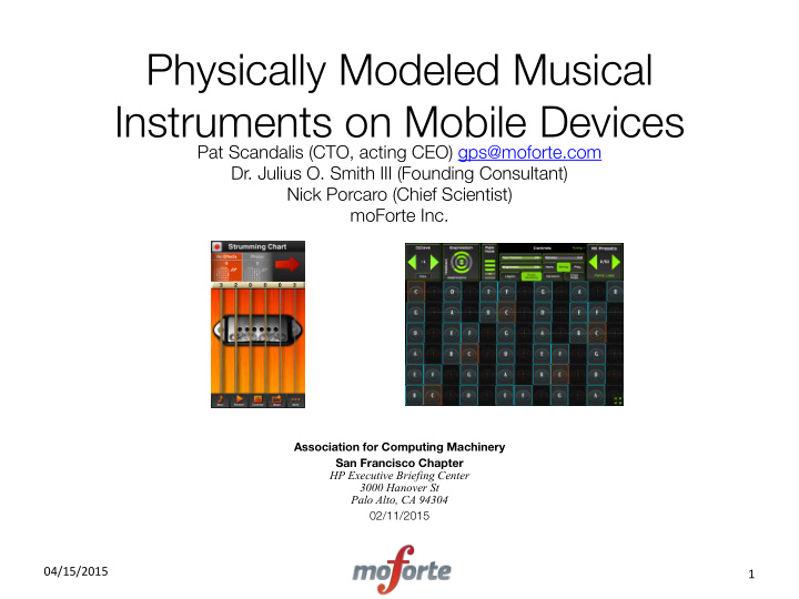physically modeled musical instruments on mobile devices