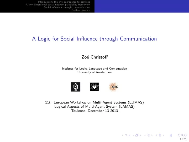 a logic for social influence through communication