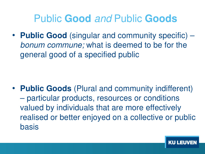 public good and public goods