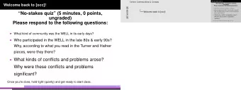 No-stakes quiz (5 minutes, 0 points,  pieces, were they there?  What kinds of conflicts