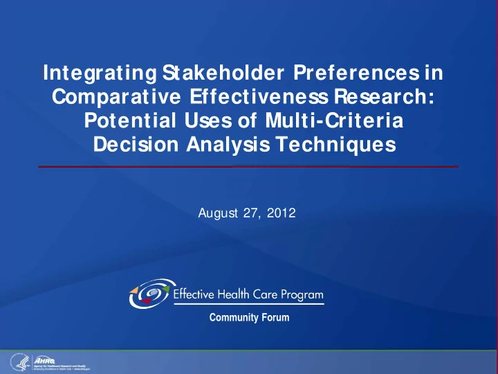 integrating stakeholder preferences in comparative