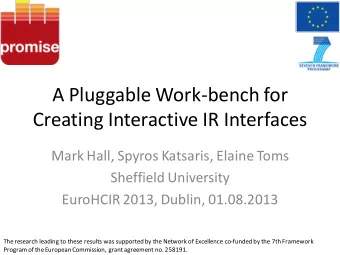 Creating Interactive IR Interfaces  Mark Hall, Spyros Katsaris, Elaine Toms  Sheffield University