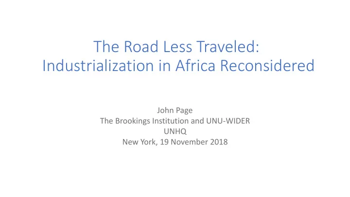 industrialization in africa reconsidered