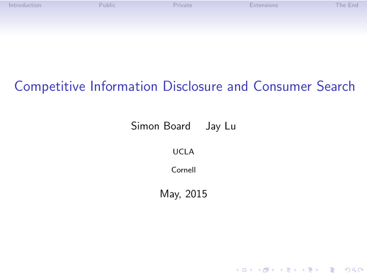 competitive information disclosure and consumer search