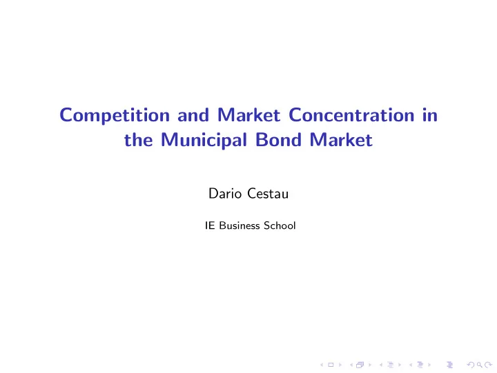 competition and market concentration in the municipal