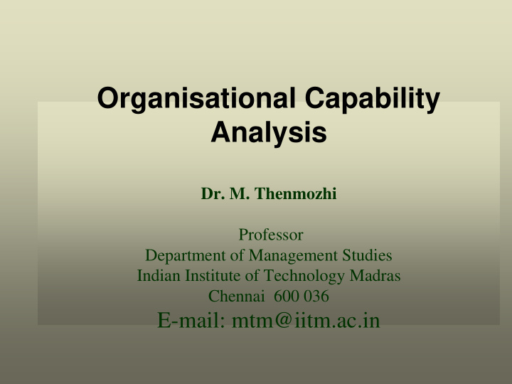 organisational capability analysis