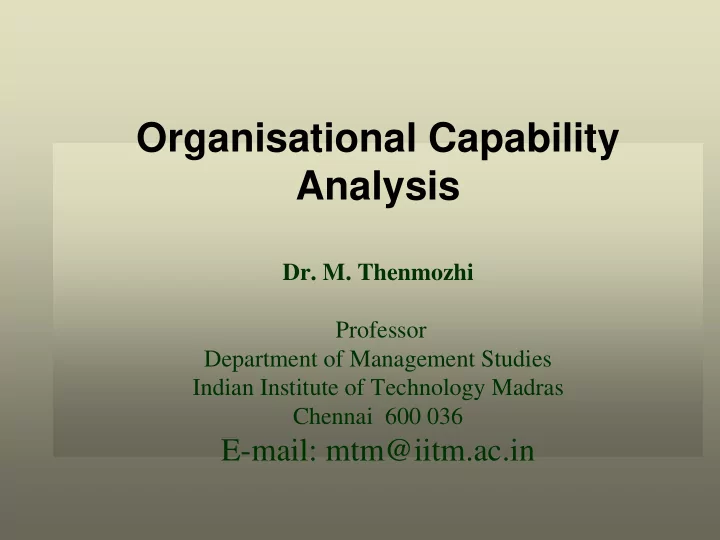 organisational capability analysis