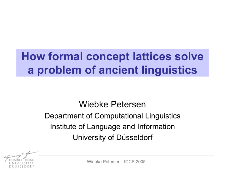 how formal concept lattices solve a problem of ancient