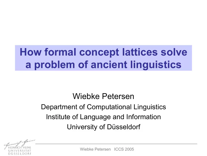 how formal concept lattices solve a problem of ancient