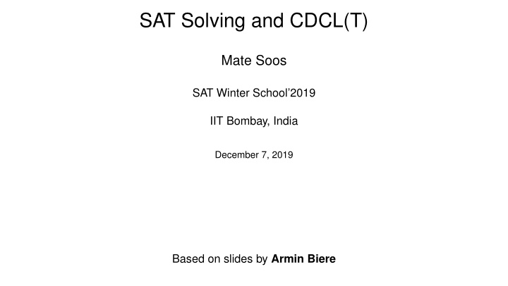 sat solving and cdcl t