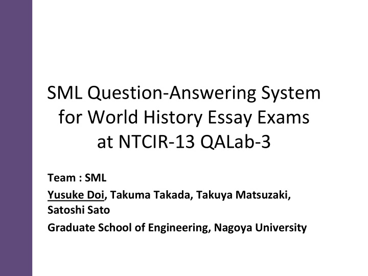 sml question answering system for world history essay