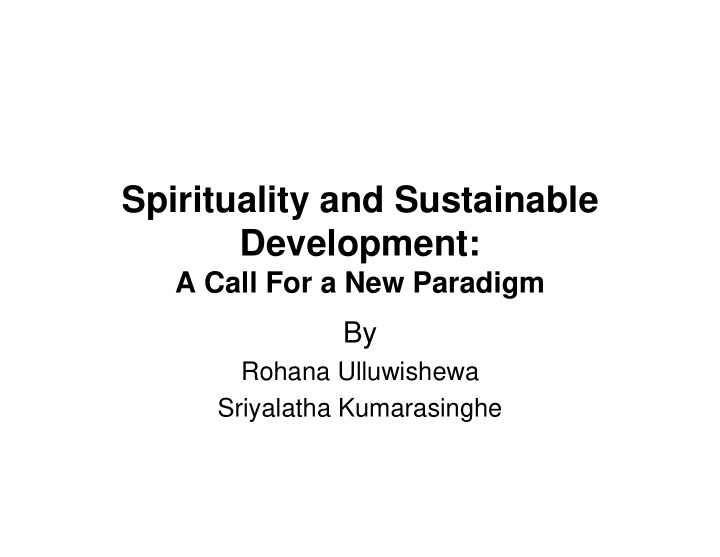 spirituality and sustainable development