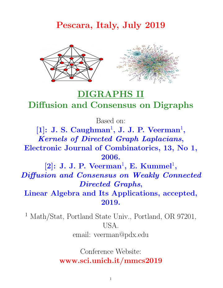 pescara italy july 2019 digraphs ii diffusion and