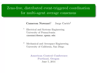 Zeno-free, distributed event-triggered coordination  for multi-agent average consensus Cameron