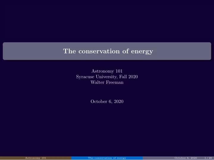 the conservation of energy