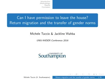 Can I have permission to leave the house?  Return migration and the transfer of gender norms
