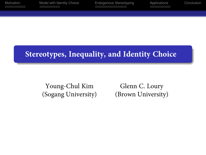 stereotypes inequality and identity choice
