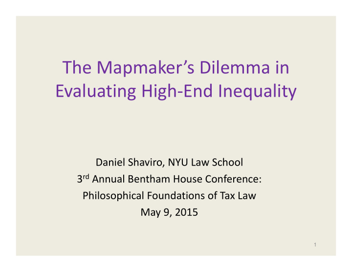 the mapmaker s dilemma in evaluating high end inequality