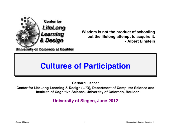 cultures of participation gerhard fischer center for